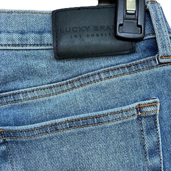 Lucky SZ 4/27 Boyfriend Sienna Jeans Mid-Rise Distressed Frayed Hem Stretch Blue - Picture 7 of 14